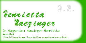 henrietta maczinger business card